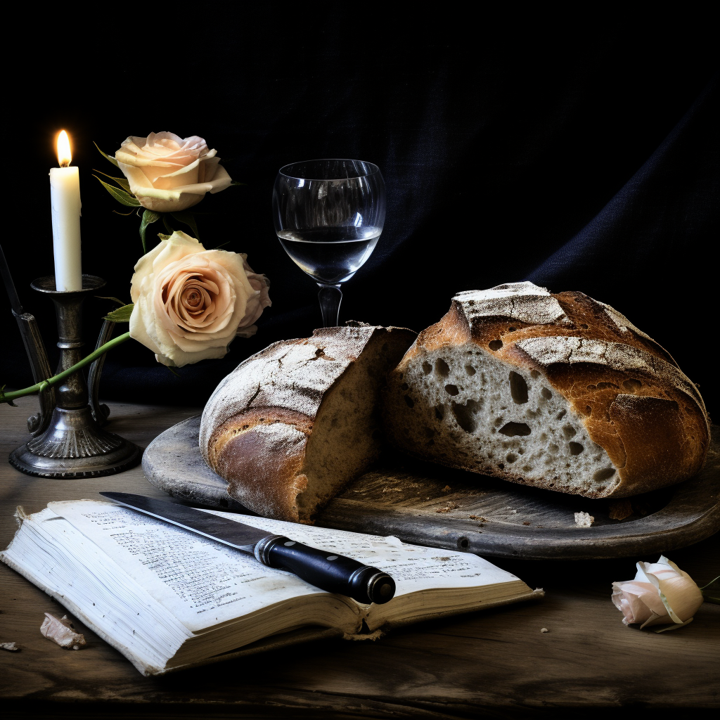 Poetry_and_bread._arthouse_stlye._black__white_style by Midjouney & Walther