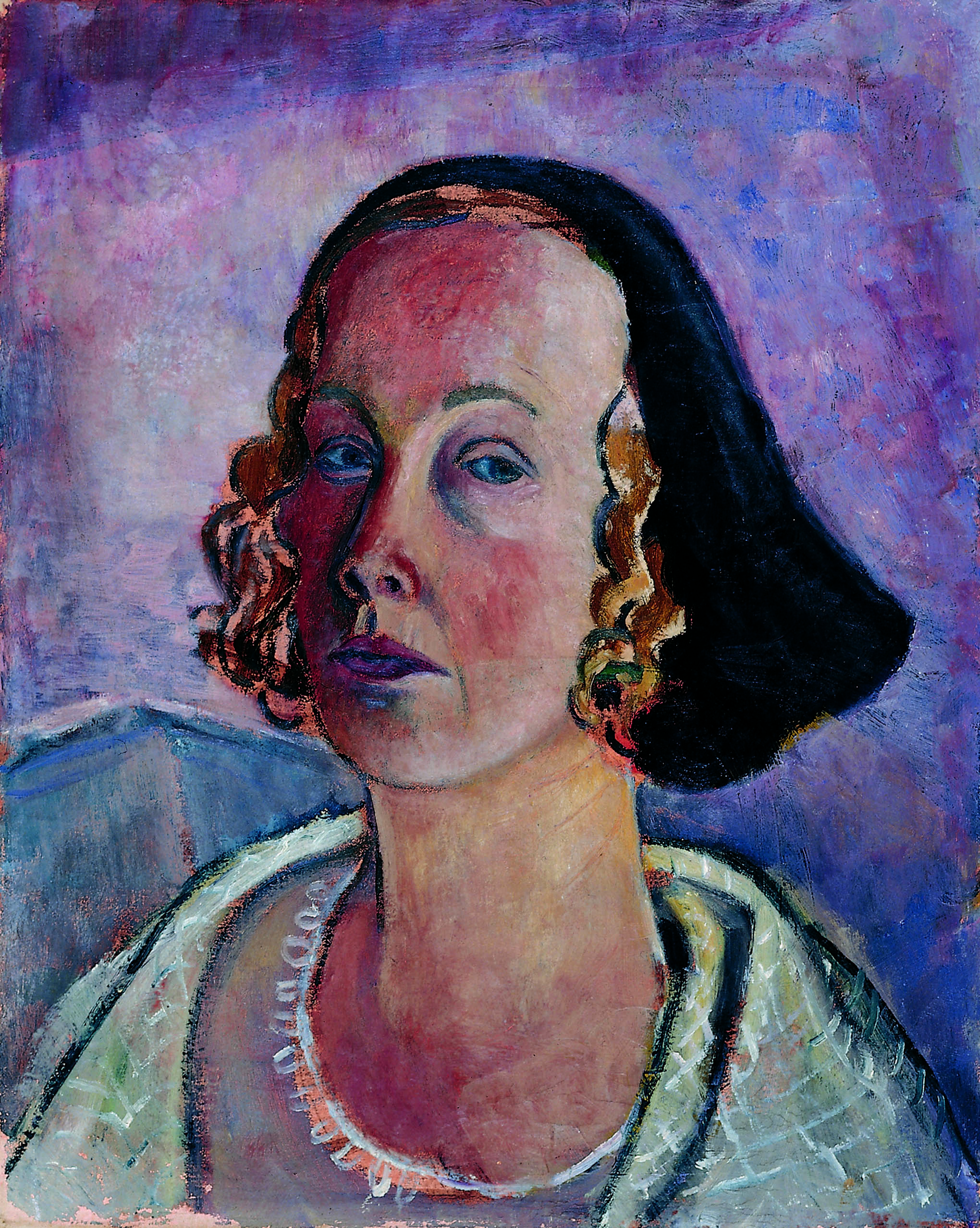 Louise Modersohn-Breling, Selbstporträt mit Kopftuch, um 1930